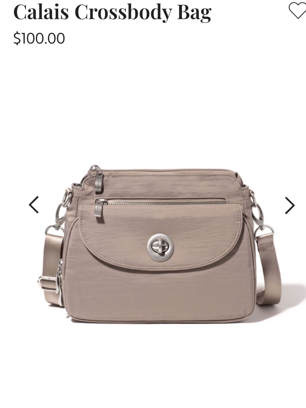 Baggallini Light Taupe Crossbody with Turn-Lock Detail